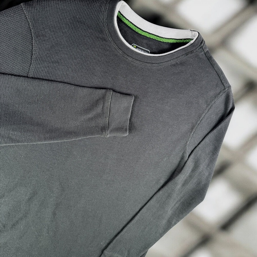 Sovereign State Thermal Shirt Men M Black Waffle Knit Eco Friendly Recycled Yarn